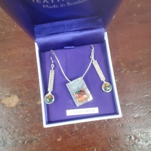 Heather Gems necklace & earrings handmade in Pitlochry, Scotland